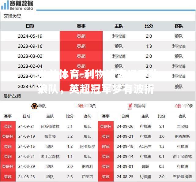 米兰体育-利物浦客场不敌狼队，英超冠军梦有波折